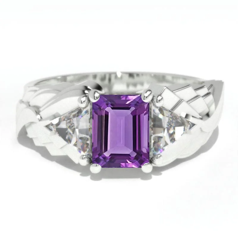 Men's zodiac - sign rings for a personalized touch3.8 Carat Natural Amethyst Men's Wing Gold Ring