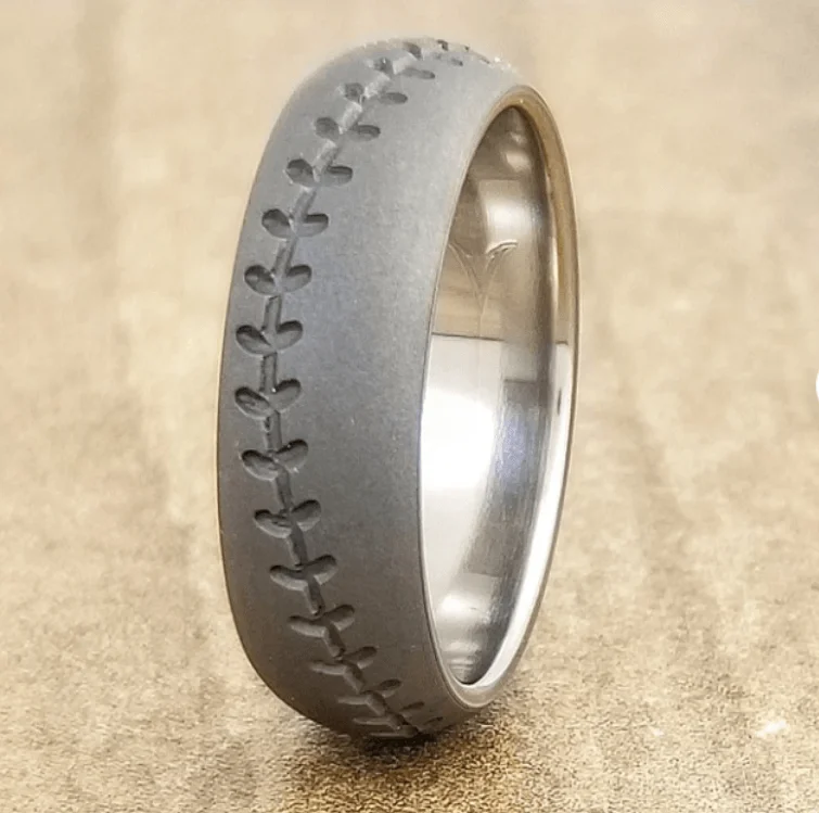 Men's amethyst - filled rings for a purple eleganceBaseball Titanium Dark Matter Finish Ring Men's amethyst - filled rings for a purple eleganceBaseball Titanium Dark Matter Finish Ring
