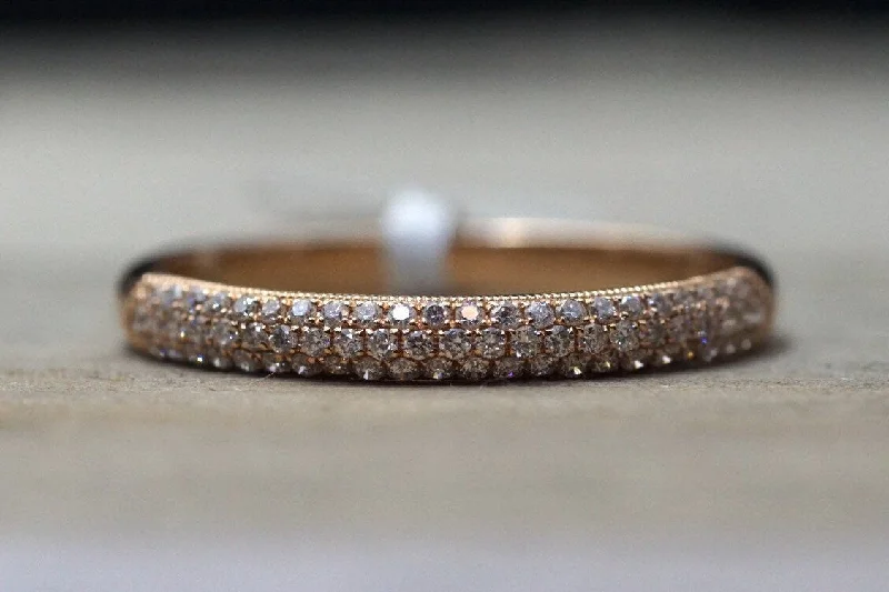 Men's lightweight rings for all - day comfort14k Rose Gold Micro Pave Dome Design Dainty Thin Diamond Engagement Band Brilliant Cut Men's lightweight rings for all - day comfort14k Rose Gold Micro Pave Dome Design Dainty Thin Diamond Engagement Band Brilliant Cut