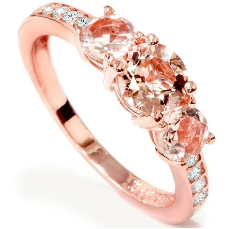 Women's Diamond Rings with Amethyst and Diamond Combinations for a Purple - Hued ElegancePompeii3 10k Rose Gold 1 ct TW Moragnite Diamond Three Stone Anniversary Ring Women's Diamond Rings with Amethyst and Diamond Combinations for a Purple - Hued ElegancePompeii3 10k Rose Gold 1 ct TW Moragnite Diamond Three Stone Anniversary Ring