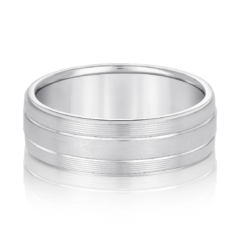 Men's beaded rings with semi - precious stonesMen's Classic Ridged Edge Wedding Band Men's beaded rings with semi - precious stonesMen's Classic Ridged Edge Wedding Band