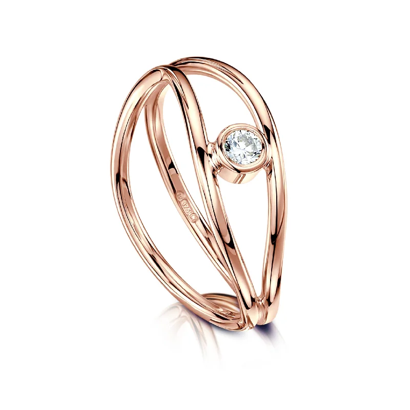 Women's Diamond Rings with Amethyst and Diamond Combinations for a Purple - Hued EleganceDiamond Double Stacking Wave Ring in 9ct Rose Gold Women's Diamond Rings with Amethyst and Diamond Combinations for a Purple - Hued EleganceDiamond Double Stacking Wave Ring in 9ct Rose Gold