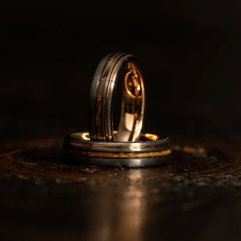 Women's Rings with Birthstones for a Personalized Touch"Dionysis" Womens Tungsten Carbide Ring- Rose Gold X Whiskey Barrel- 5mm Women's Rings with Birthstones for a Personalized Touch"Dionysis" Womens Tungsten Carbide Ring- Rose Gold X Whiskey Barrel- 5mm