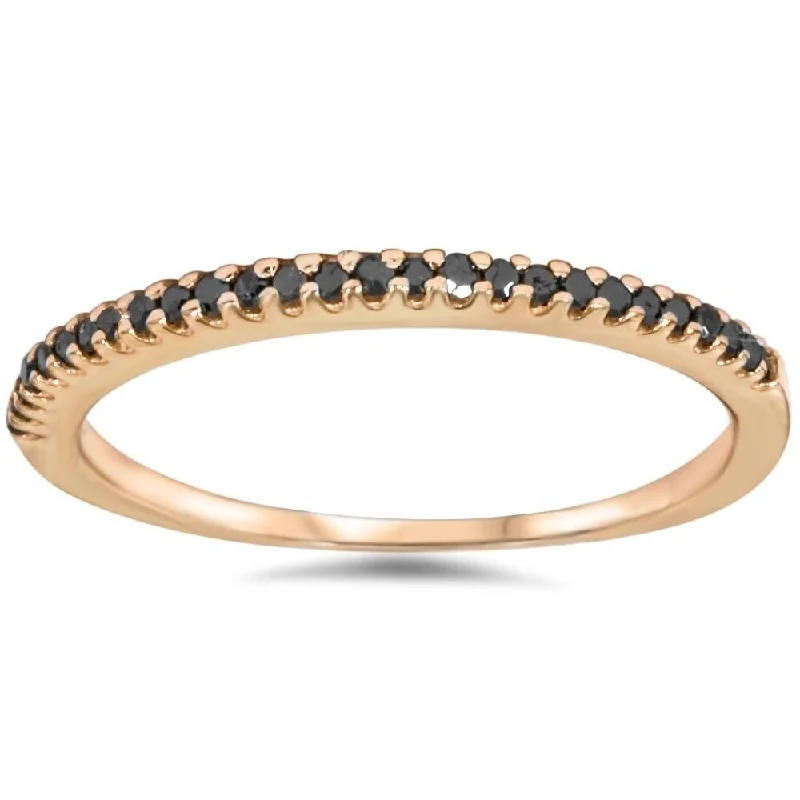 Women's Diamond Rings with Opal Inlays and Diamond Accents for a Mysterious and Iridescent Look1/10ct Black Diamond Stackable Ring 14K Rose Gold Women's Diamond Rings with Opal Inlays and Diamond Accents for a Mysterious and Iridescent Look1/10ct Black Diamond Stackable Ring 14K Rose Gold