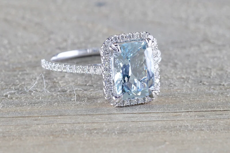 Men's hematite - ring for a metallic gray lusterRebecca cushion Aquamarine Diamond Halo ASPER1430042 Men's hematite - ring for a metallic gray lusterRebecca cushion Aquamarine Diamond Halo ASPER1430042