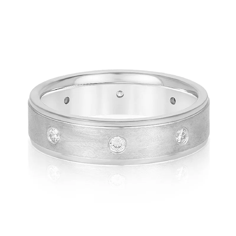 Men's skull - shaped rings for a gothic styleBezel Set Diamond Men's Wedding Band