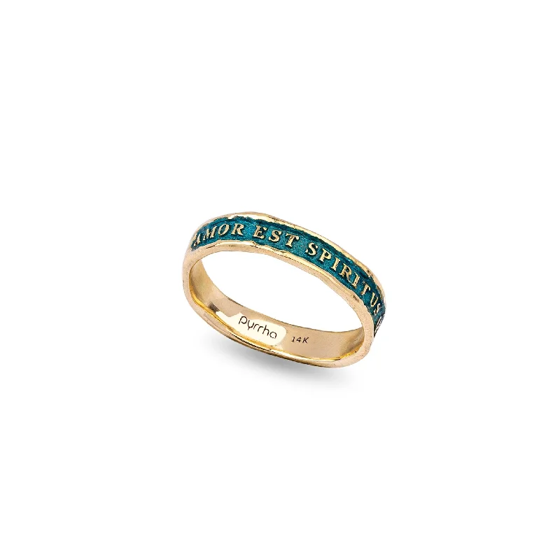 Women's Rings with Birthstones for a Personalized TouchLove Is the Breath That Sustains Us 14K Gold Narrow Texture Band Ring - True Colors Women's Rings with Birthstones for a Personalized TouchLove Is the Breath That Sustains Us 14K Gold Narrow Texture Band Ring - True Colors