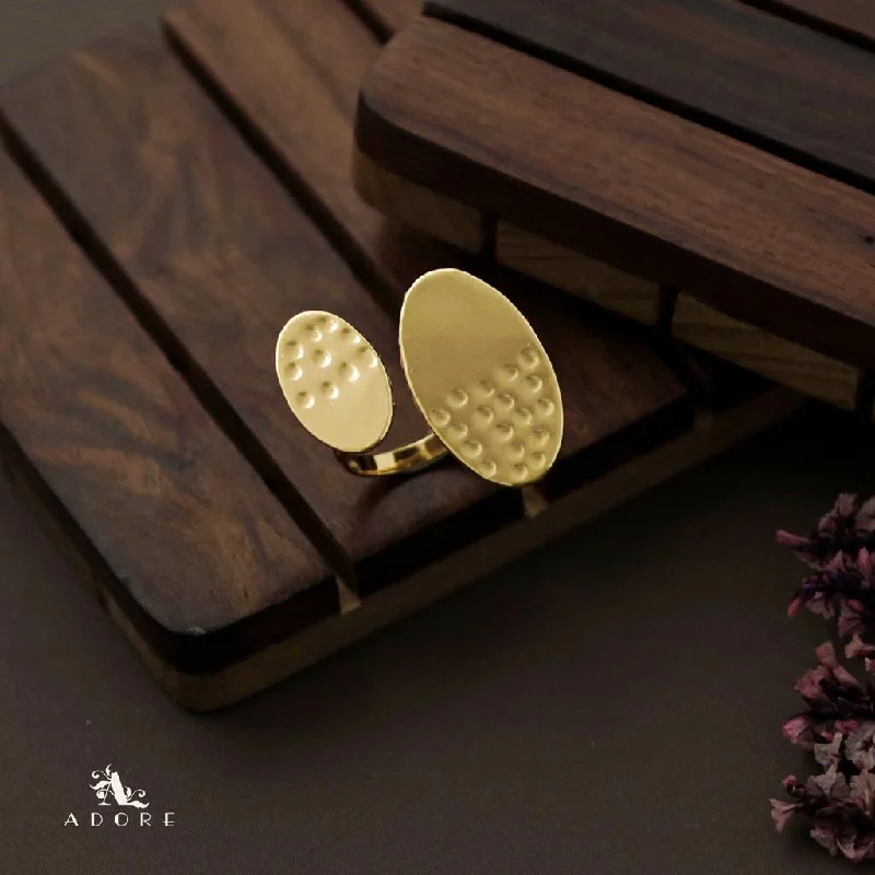 Semi Hammered Dual Oval Ring
