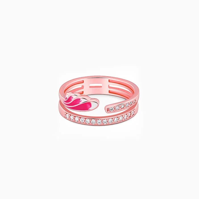 Enamel - Coated Women's Rings in Bright, Bold ColorsRose Gold Pink Ruffles Ring