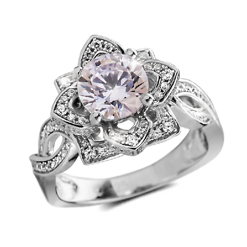 Tennis - Style Women's Rings with a Row of Round Diamonds in PlatinumGarden Rose Rhodium Ring Tennis - Style Women's Rings with a Row of Round Diamonds in PlatinumGarden Rose Rhodium Ring