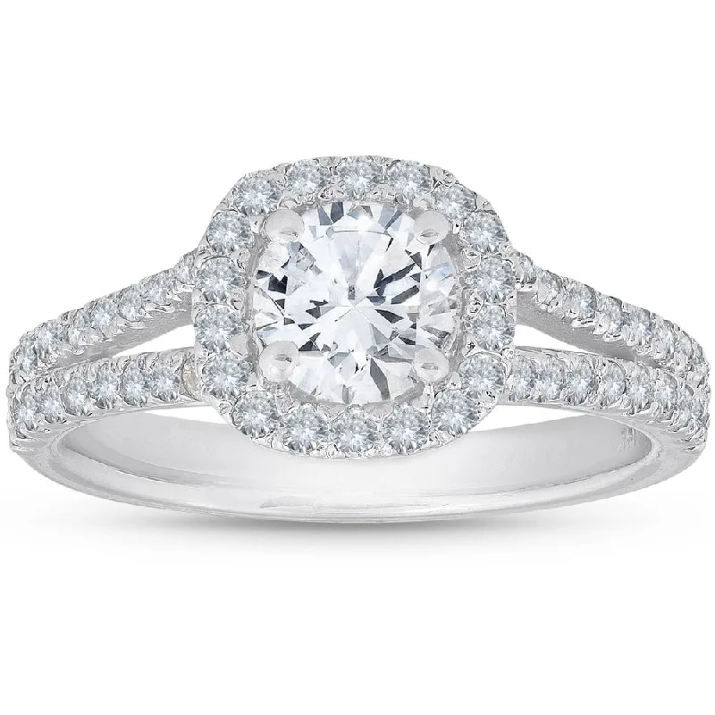 Heart - Shaped Women's Diamond Rings in Rose Gold for a Romantic and Symbolic Gift1 Ct Cushion Halo Split Shank Engagement Ring White Gold Lab Grown Diamond Heart - Shaped Women's Diamond Rings in Rose Gold for a Romantic and Symbolic Gift1 Ct Cushion Halo Split Shank Engagement Ring White Gold Lab Grown Diamond