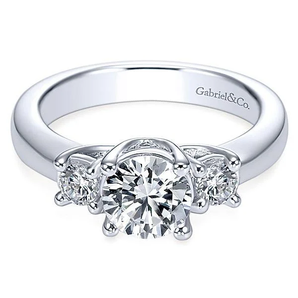 Men's Topaz Engagement Rings in 10K Gold with a Channel - Set Diamond Band3-Stone Trellis Round Diamond Ring .30Cttw 14K White Gold