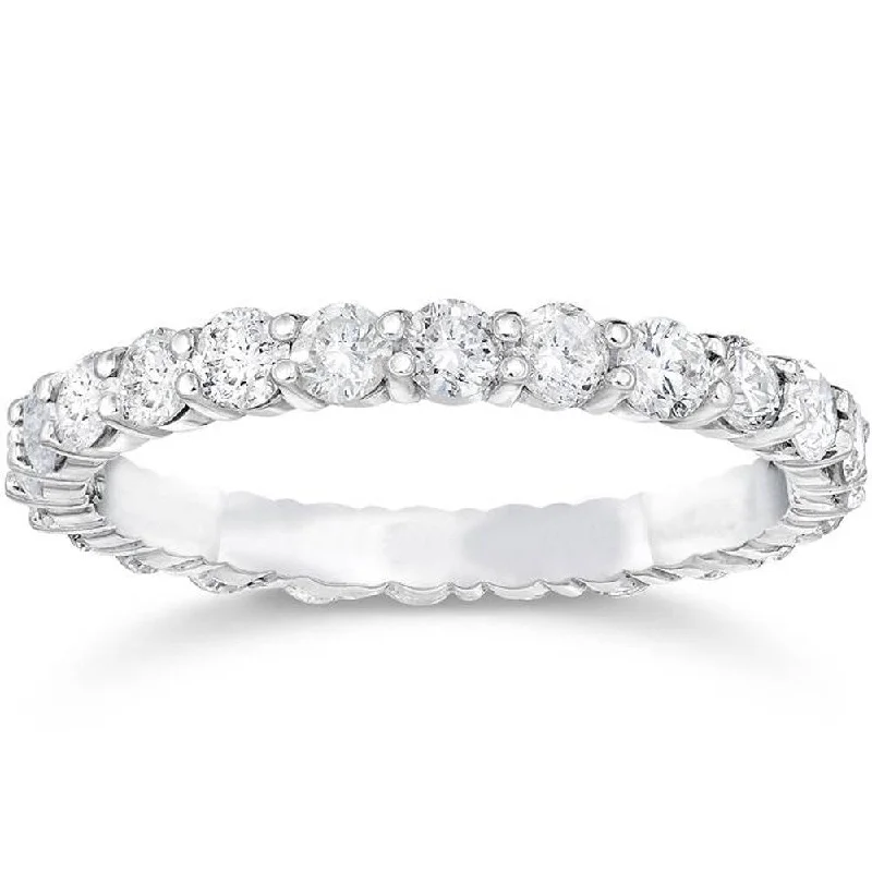 Vintage - Style Women's Diamond Rings with Floral - Engraved Bands and Multiple Diamond Accents1 1/2ct Diamond Eternity Ring 14K White Gold Vintage - Style Women's Diamond Rings with Floral - Engraved Bands and Multiple Diamond Accents1 1/2ct Diamond Eternity Ring 14K White Gold