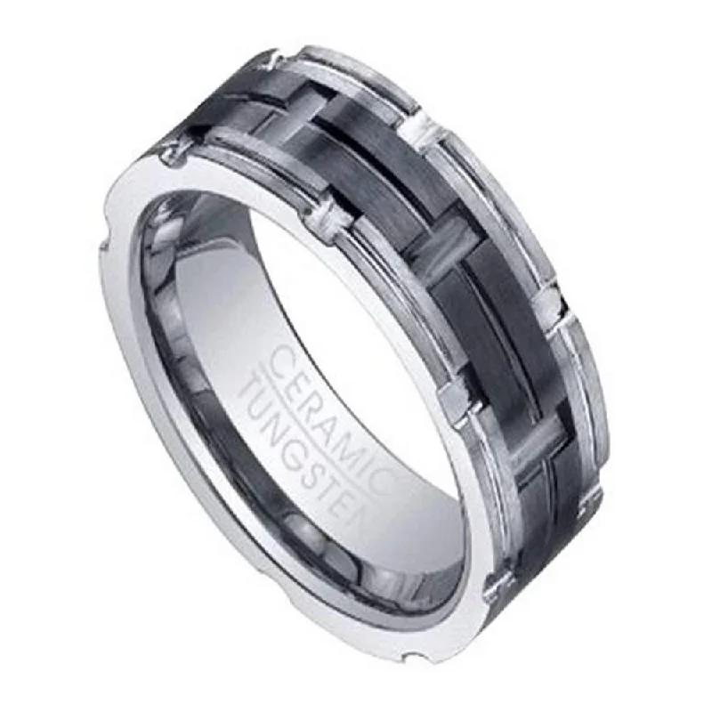 Men's infinity - symbol rings for a romantic meaningTungsten Ring for Men with Grooved Black Ceramic Inlay | 8mm Men's infinity - symbol rings for a romantic meaningTungsten Ring for Men with Grooved Black Ceramic Inlay | 8mm