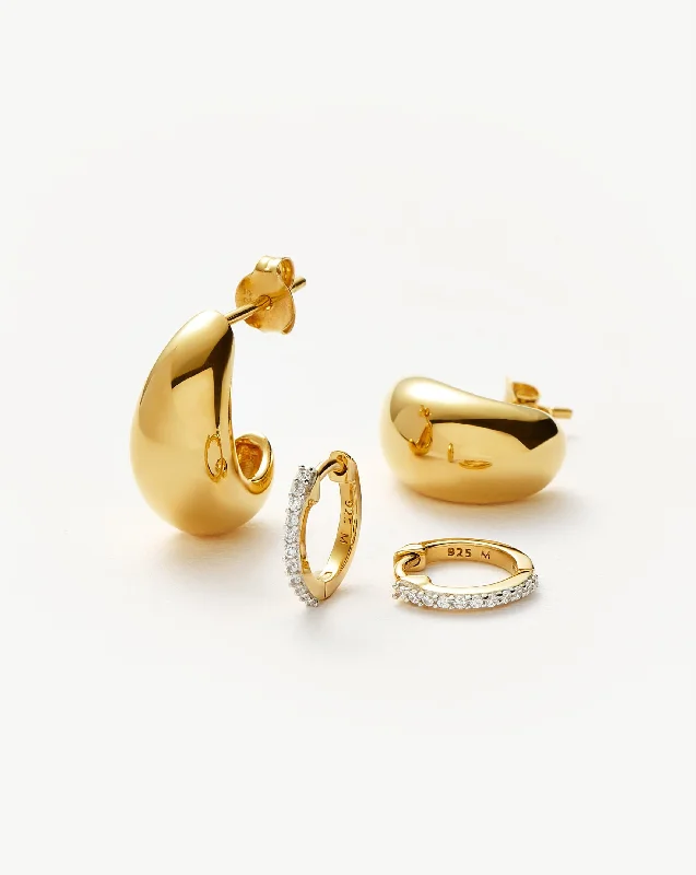 Rose gold hoop earringsDome Pave Earring Set