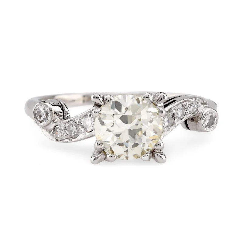 Vintage - style engagement ring with filigree details and sapphire accents in 14K yellow goldArt Deco GIA 1.22 Carat Old European Cut Diamond Platinum Swirl Ring Vintage - style engagement ring with filigree details and sapphire accents in 14K yellow goldArt Deco GIA 1.22 Carat Old European Cut Diamond Platinum Swirl Ring