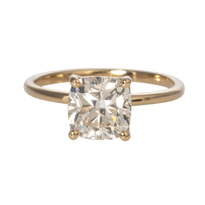 Signature - Design Women's Diamond Rings with a Brand - Specific Pattern and High - Quality Diamonds2.10ct Cushion Diamond Solitaire 14K Yellow Gold Engagement Ring Signature - Design Women's Diamond Rings with a Brand - Specific Pattern and High - Quality Diamonds2.10ct Cushion Diamond Solitaire 14K Yellow Gold Engagement Ring