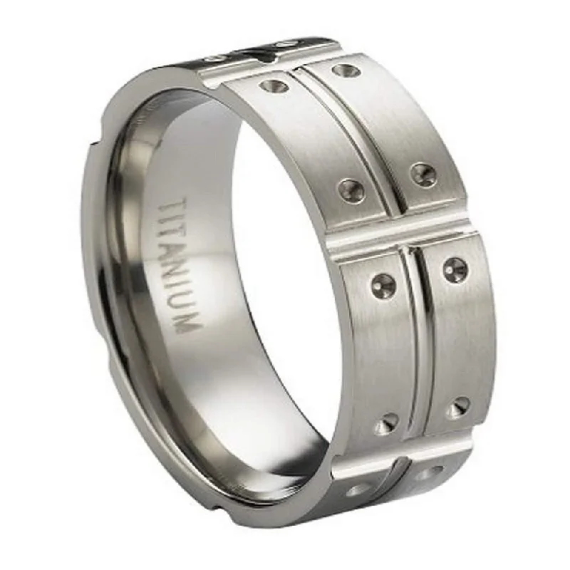 Men's adjustable - size rings for a perfect fitSatin-Finished Titanium Ring Intersecting Polished Grooves Notched Design | 8mm Men's adjustable - size rings for a perfect fitSatin-Finished Titanium Ring Intersecting Polished Grooves Notched Design | 8mm