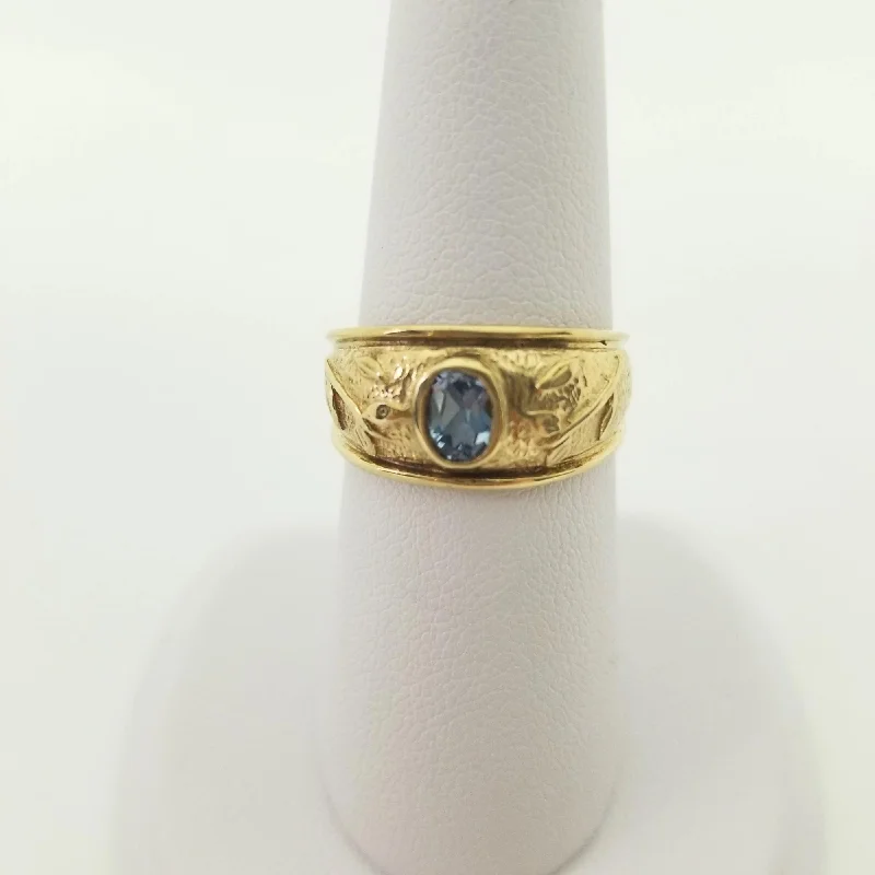 Boho - Style Women's Rings with Turquoise and Leather AccentsYellow Gold Aquamarine Cubic Zircon Ring Boho - Style Women's Rings with Turquoise and Leather AccentsYellow Gold Aquamarine Cubic Zircon Ring
