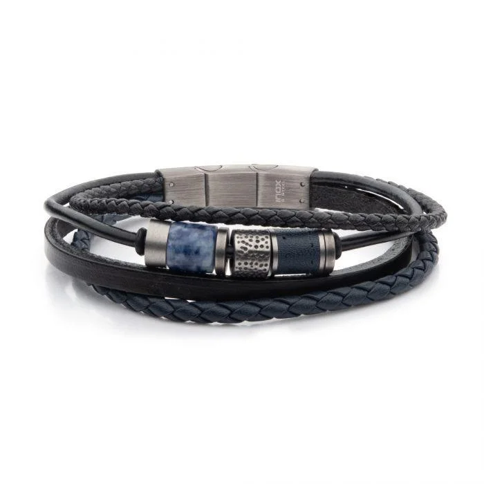 Men's diamond - encrusted engagement rings for a luxurious touchBlack & Blue Leather with Sodalite Stone Bead Multi-Strand Bracelet Men's diamond - encrusted engagement rings for a luxurious touchBlack & Blue Leather with Sodalite Stone Bead Multi-Strand Bracelet