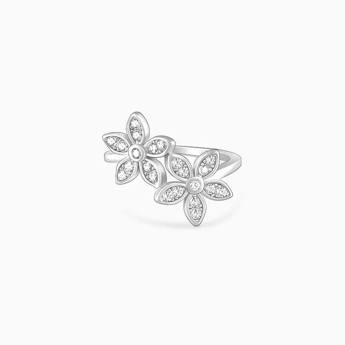 Gothic - Style Women's Rings with Black Onyx and Silver SkullsSilver Love's Flower Ring Gothic - Style Women's Rings with Black Onyx and Silver SkullsSilver Love's Flower Ring