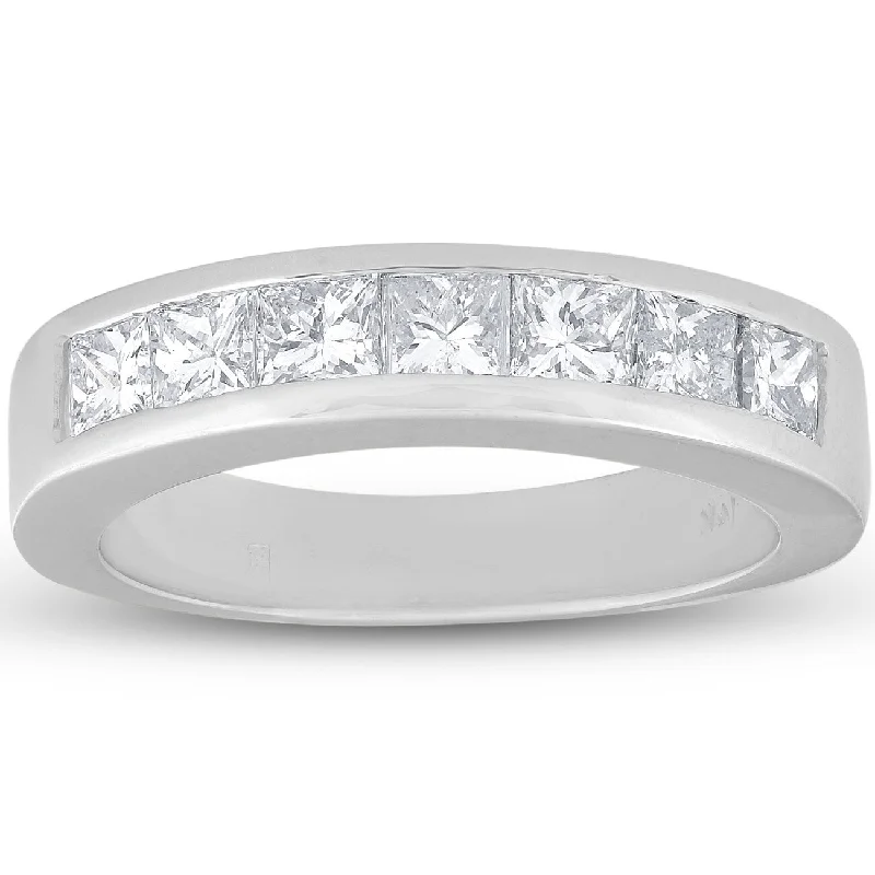 Channel - Set Women's Diamond Rings with Diamonds Securely Held in a Metal Groove for Durability1 Ct Princess Cut Channel Set Diamond Wedding Ring White Gold
