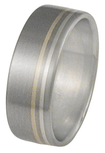 Titanium Rings with a Laser - Etched Personalized MessageCliff Hanger Two Tone Ring m8