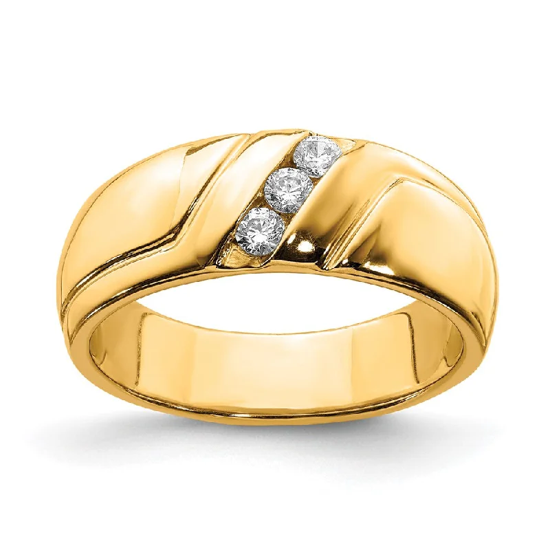 Men's pinky rings with a small gemstone14k Yellow Gold Diamond 3-stone Mens Ring