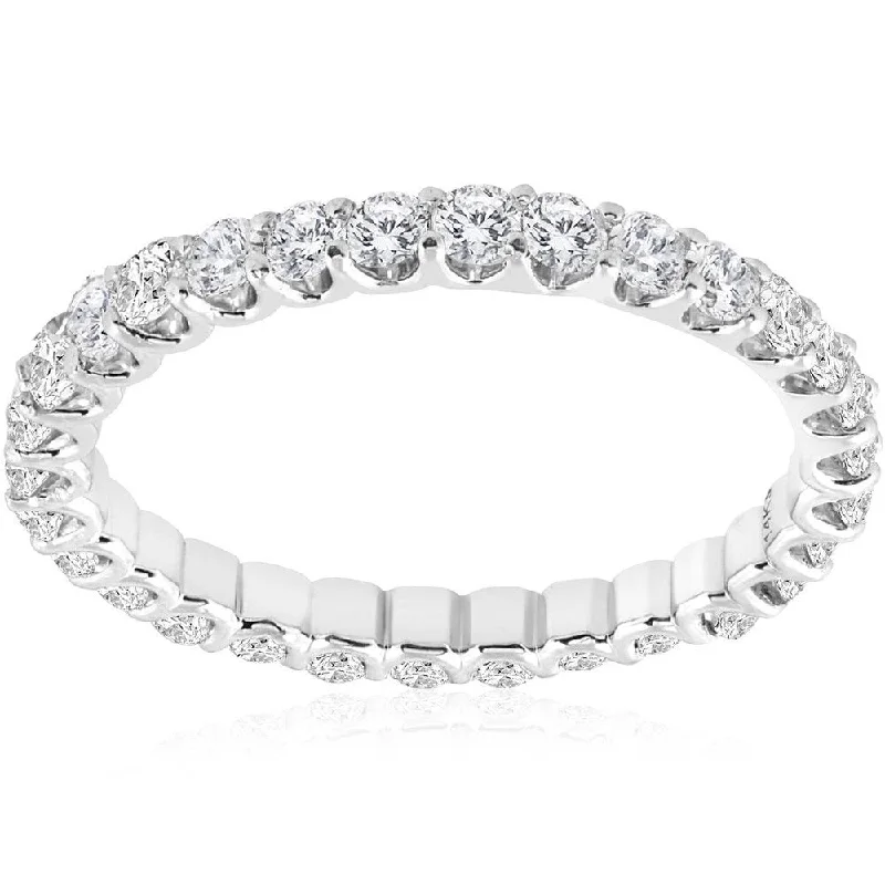 Women's Diamond Rings with Side - Stone Pave Setting for a Sparkling and Continuous Shine1 1/2 cttw Diamond Eternity Ring U Prong 14k White Gold Wedding Band Women's Diamond Rings with Side - Stone Pave Setting for a Sparkling and Continuous Shine1 1/2 cttw Diamond Eternity Ring U Prong 14k White Gold Wedding Band