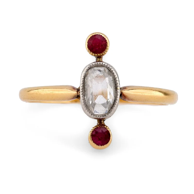 Pink diamond engagement ring in a rose - gold band with white - gold accentsAntique Diamond Ruby 14K Yellow Gold Three Stone Ring Pink diamond engagement ring in a rose - gold band with white - gold accentsAntique Diamond Ruby 14K Yellow Gold Three Stone Ring