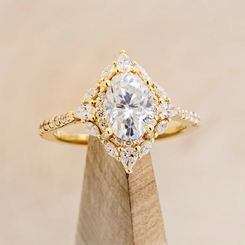 Men's Opal Engagement Rings in 10K Gold with a Milgrain - Trimmed Band"NORTH STAR" - BRILLIANT CUT OVAL MOISSANITE ENGAGEMENT RING WITH DIAMOND ACCENTS & DIAMOND TRACER Men's Opal Engagement Rings in 10K Gold with a Milgrain - Trimmed Band"NORTH STAR" - BRILLIANT CUT OVAL MOISSANITE ENGAGEMENT RING WITH DIAMOND ACCENTS & DIAMOND TRACER