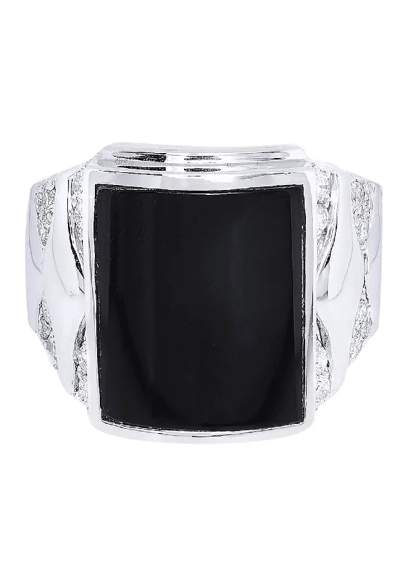 Vintage - Style Women's Diamond Rings with Floral - Engraved Bands and Multiple Diamond AccentsWhite Gold Mens Diamond Ring| 0.76 Carats| 16.98 Grams