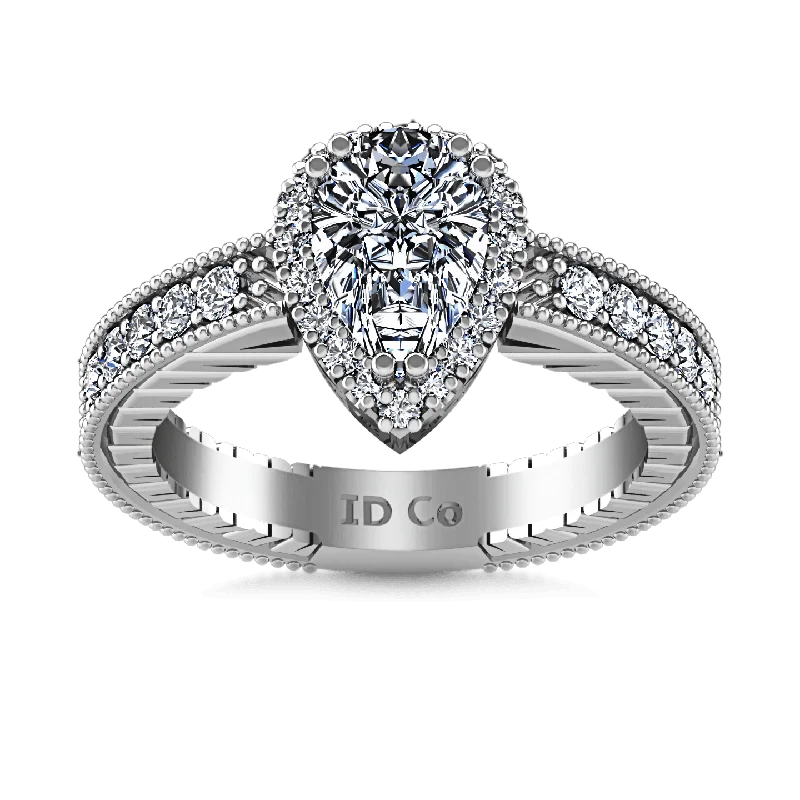 Stackable Gemstone Rings for Women in Amethyst, Sapphire, and EmeraldHalo Pear Diamond Engagement Ring Candence 14K White Gold Stackable Gemstone Rings for Women in Amethyst, Sapphire, and EmeraldHalo Pear Diamond Engagement Ring Candence 14K White Gold
