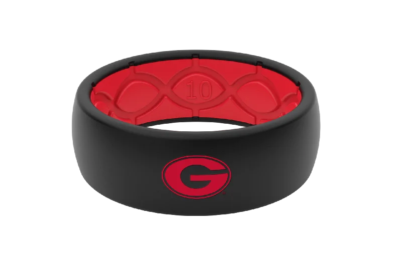 Men's black ceramic rings for a modern and edgy lookCollege Georgia Logo Ring