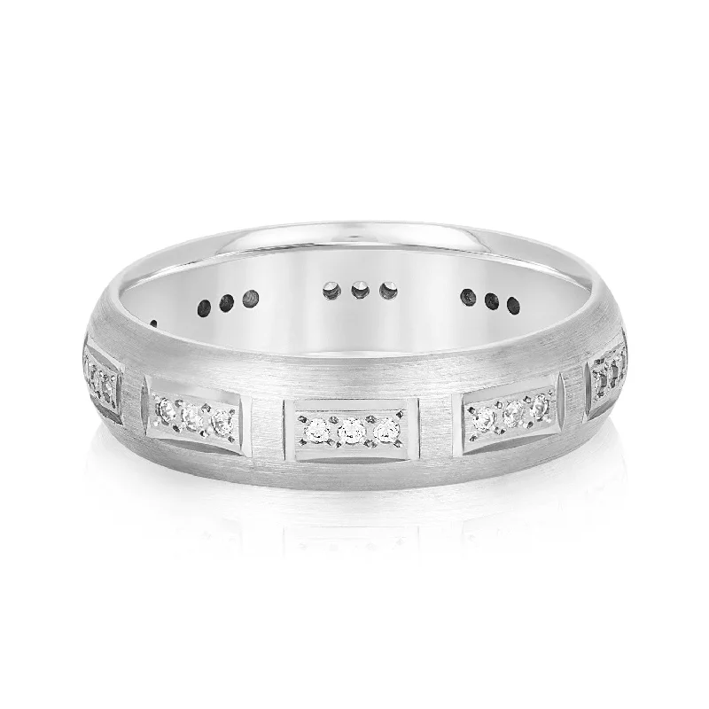 Men's tribal - print rings for a unique aestheticDomed Brush Finish Diamond Men's Wedding Band Men's tribal - print rings for a unique aestheticDomed Brush Finish Diamond Men's Wedding Band