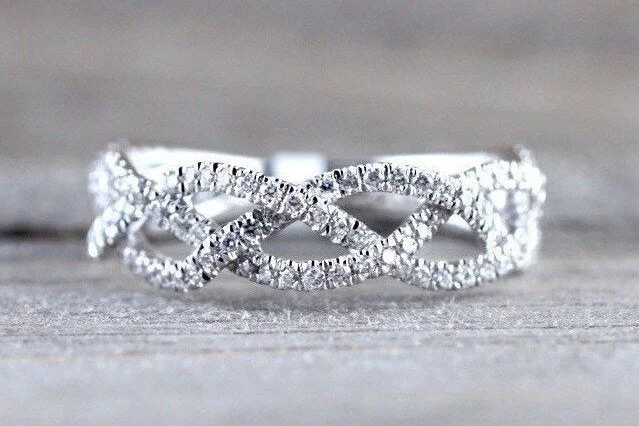 Men's turquoise - inlaid rings for a southwestern feel14k White Gold 3/4 Diamond Infinity Intertwined Braided Band Promise Ring Twist Wide Ring Anniversary Love Men's turquoise - inlaid rings for a southwestern feel14k White Gold 3/4 Diamond Infinity Intertwined Braided Band Promise Ring Twist Wide Ring Anniversary Love