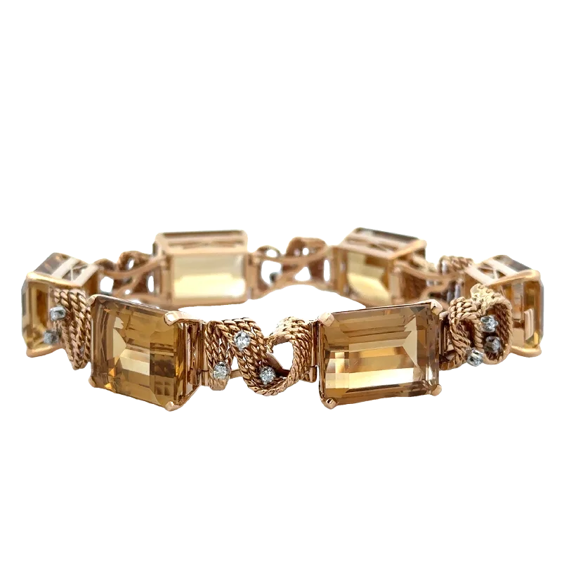 Three - stone diamond engagement ring in rose gold, symbolizing past, present, and futureVintage Mid-Century Citrine and Diamond Bracelet in 18k yellow Gold Three - stone diamond engagement ring in rose gold, symbolizing past, present, and futureVintage Mid-Century Citrine and Diamond Bracelet in 18k yellow Gold