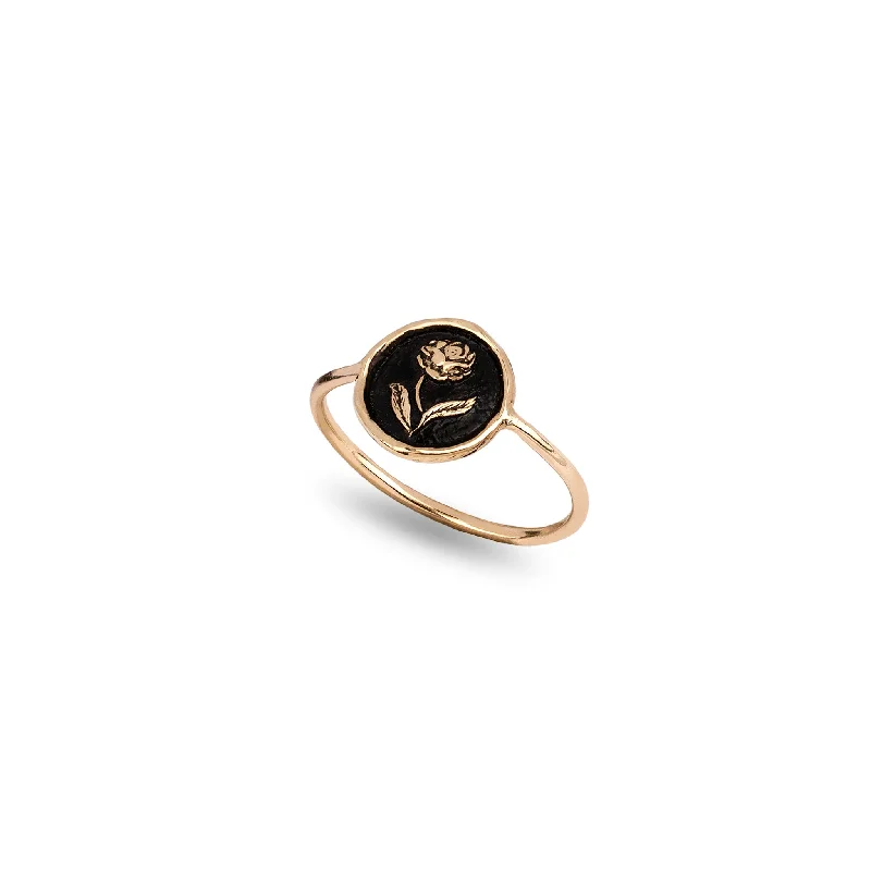Minimalist Women's Rings with a Single Pearl in 14K Gold - Plated BandsRose 14K Gold Mini Talisman Ring Minimalist Women's Rings with a Single Pearl in 14K Gold - Plated BandsRose 14K Gold Mini Talisman Ring