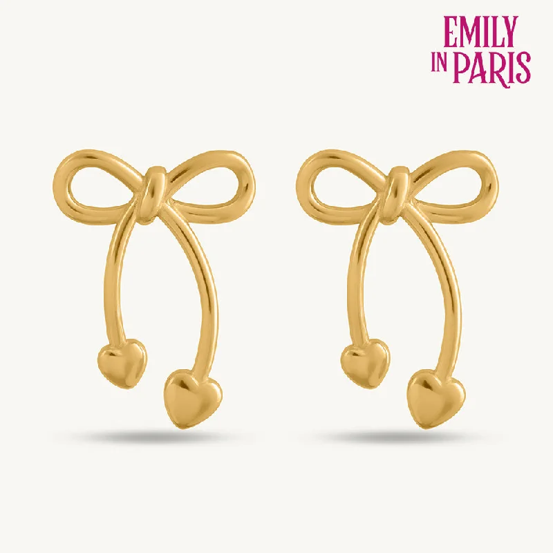 Boho - Style Women's Rings with Turquoise and Leather AccentsUnique Gold Bow & Heart Drop Earrings
