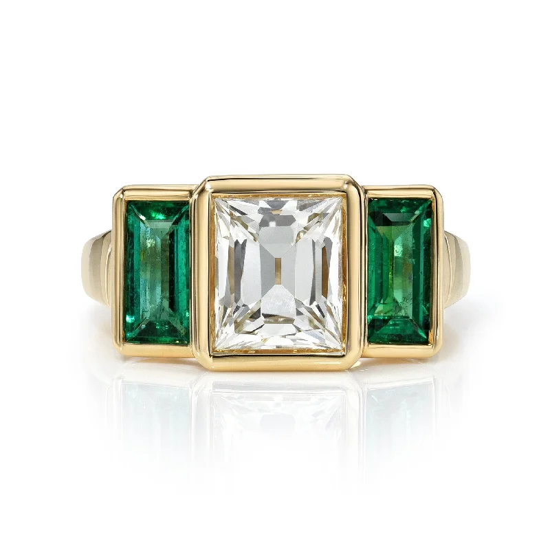 Channel - Set Women's Diamond Rings with Diamonds Securely Held in a Metal Groove for DurabilitySingle Stone Amelia Ring with Emeralds Channel - Set Women's Diamond Rings with Diamonds Securely Held in a Metal Groove for DurabilitySingle Stone Amelia Ring with Emeralds