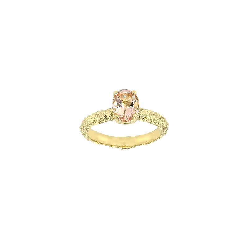 Vintage - style engagement ring with filigree details and sapphire accents in 14K yellow goldFine Frost Morganite Yellow Gold Vintage - style engagement ring with filigree details and sapphire accents in 14K yellow goldFine Frost Morganite Yellow Gold