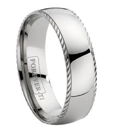 Men's stainless - steel promise rings with a matte finishTitanium Wedding Band with a Decorative Ridge-7mm Men's stainless - steel promise rings with a matte finishTitanium Wedding Band with a Decorative Ridge-7mm