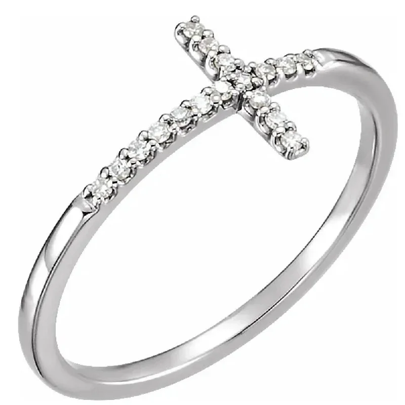 Heart - Shaped Women's Diamond Rings in Rose Gold for a Romantic and Symbolic GiftWhite Gold Sideways Cross Diamond Ring Heart - Shaped Women's Diamond Rings in Rose Gold for a Romantic and Symbolic GiftWhite Gold Sideways Cross Diamond Ring