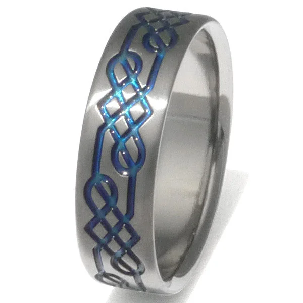 Titanium Rings with a Gemstone - Studded Bezel SettingTitanium Irish Celtic Wedding Rings ck16