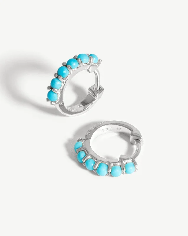 Diamond hoop earringsGemstone Huggies | Sterling Silver/Turquoise