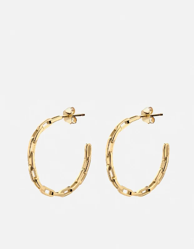 Engagement - Inspired Women's Rings with a Halo of Small DiamondsVolt Link Hoop Earrings, Gold Vermeil Engagement - Inspired Women's Rings with a Halo of Small DiamondsVolt Link Hoop Earrings, Gold Vermeil