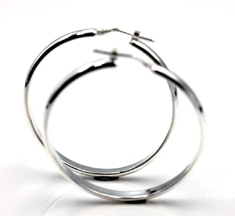 Large hoop earringsSterling Silver 44mm Large Half Round Plain Hoop Earrings