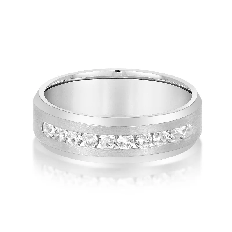 Men's oxidized silver rings for an antique lookBeveled Channel Set Diamond Men's Band