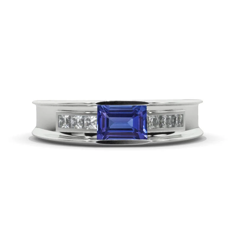 Men's thumb rings with a wide band2 Carat Emerald Cut Natural Genuine Tanzanite Men's Gold Ring Men's thumb rings with a wide band2 Carat Emerald Cut Natural Genuine Tanzanite Men's Gold Ring