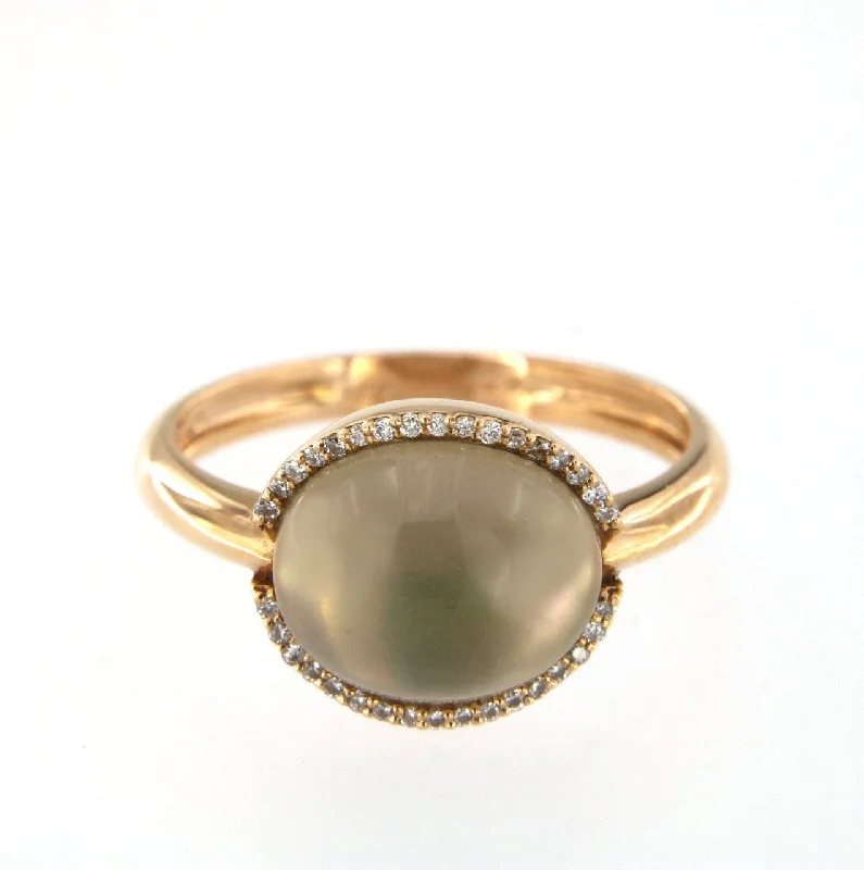 Interlocking Band Women's Rings in White Gold for a Modern DesignCabouchon 18K Rose Gold w. Diamonds & Smokey Quartz